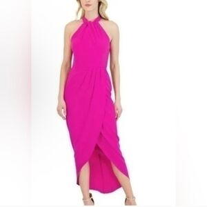 Chic Fuchsia Halter Midi Dress